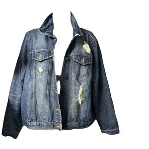 Highway Jeans Women's 1X Distressed Jean Jacket Casual Western Cowgirl Grunge
